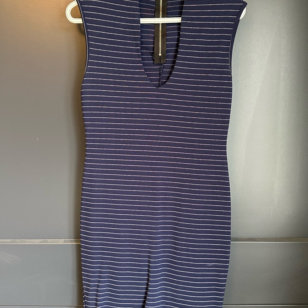 Navy and White Striped Sleeveless Dress